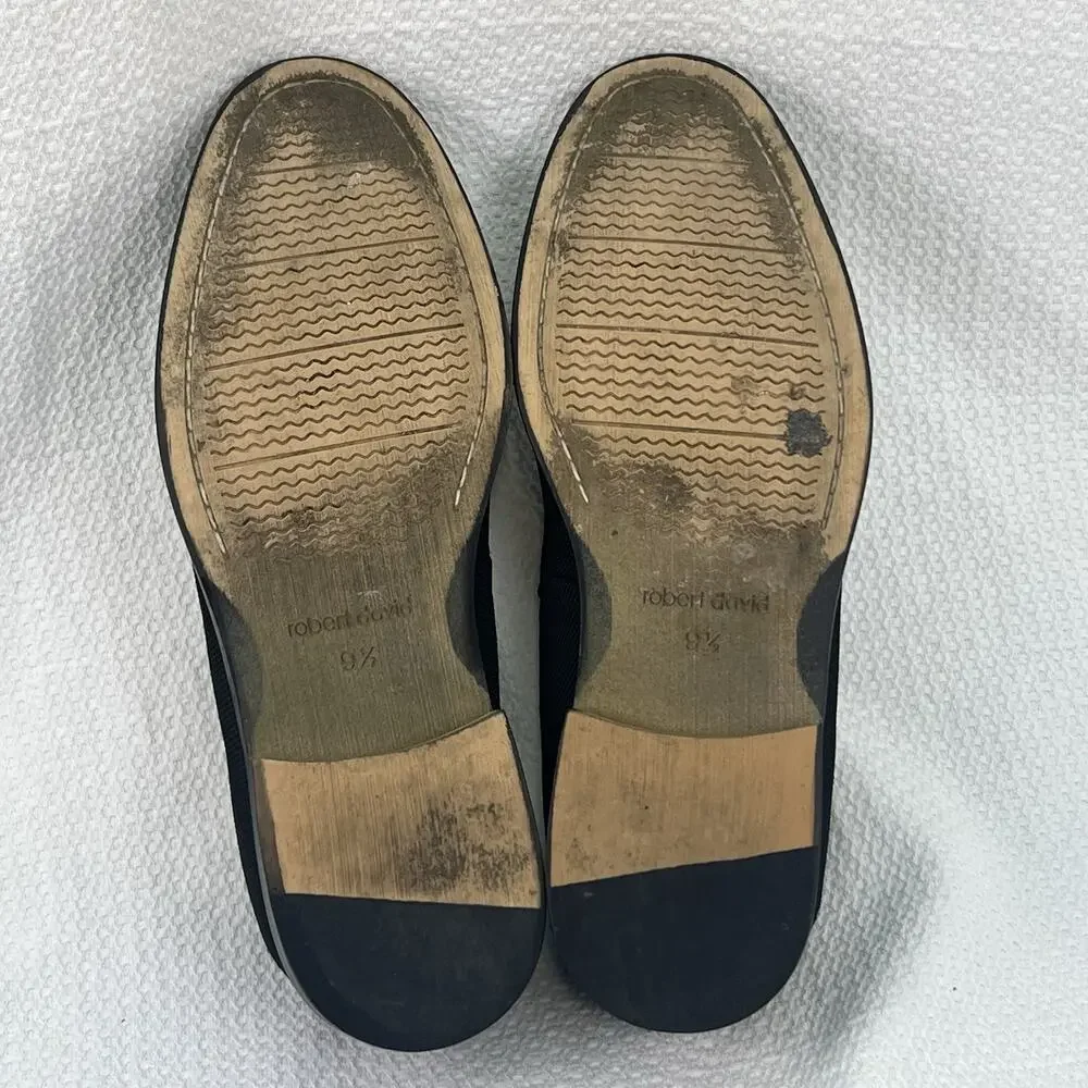 Robert David Knock Horsebit Loafers Men’s 9.5 M Black Slip On Dress Shoes
